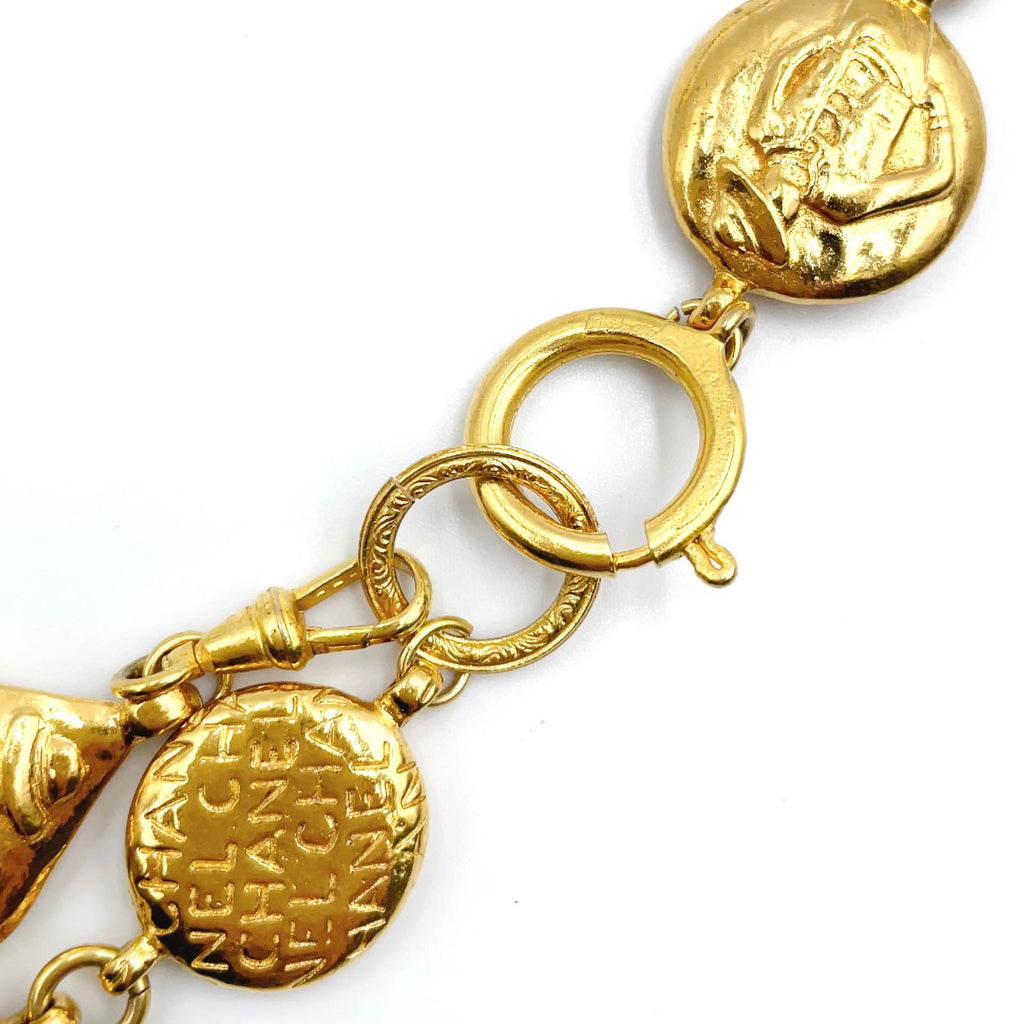 Chanel Coco Mademoiselle Logo Round Coin Gold Plated Necklace — view 6
