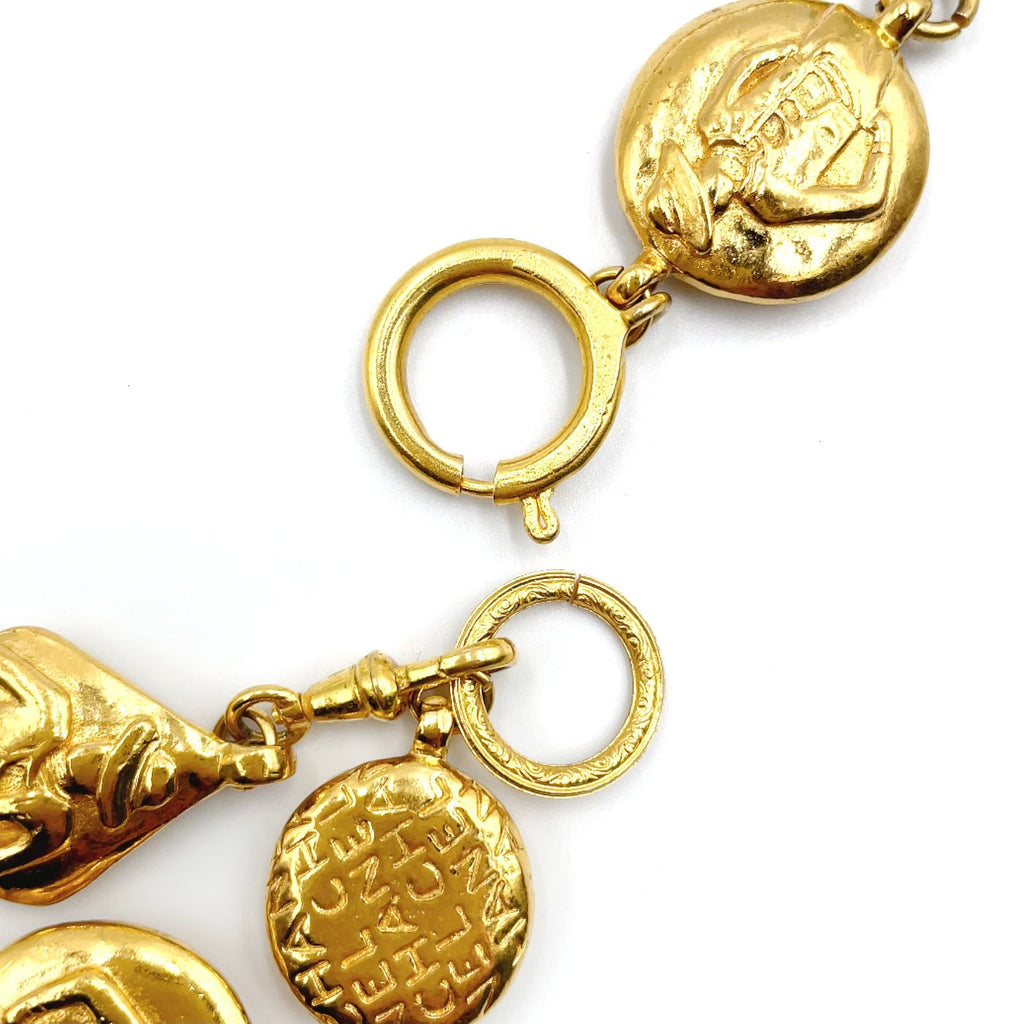 Chanel Coco Mademoiselle Logo Round Coin Gold Plated Necklace — view 7