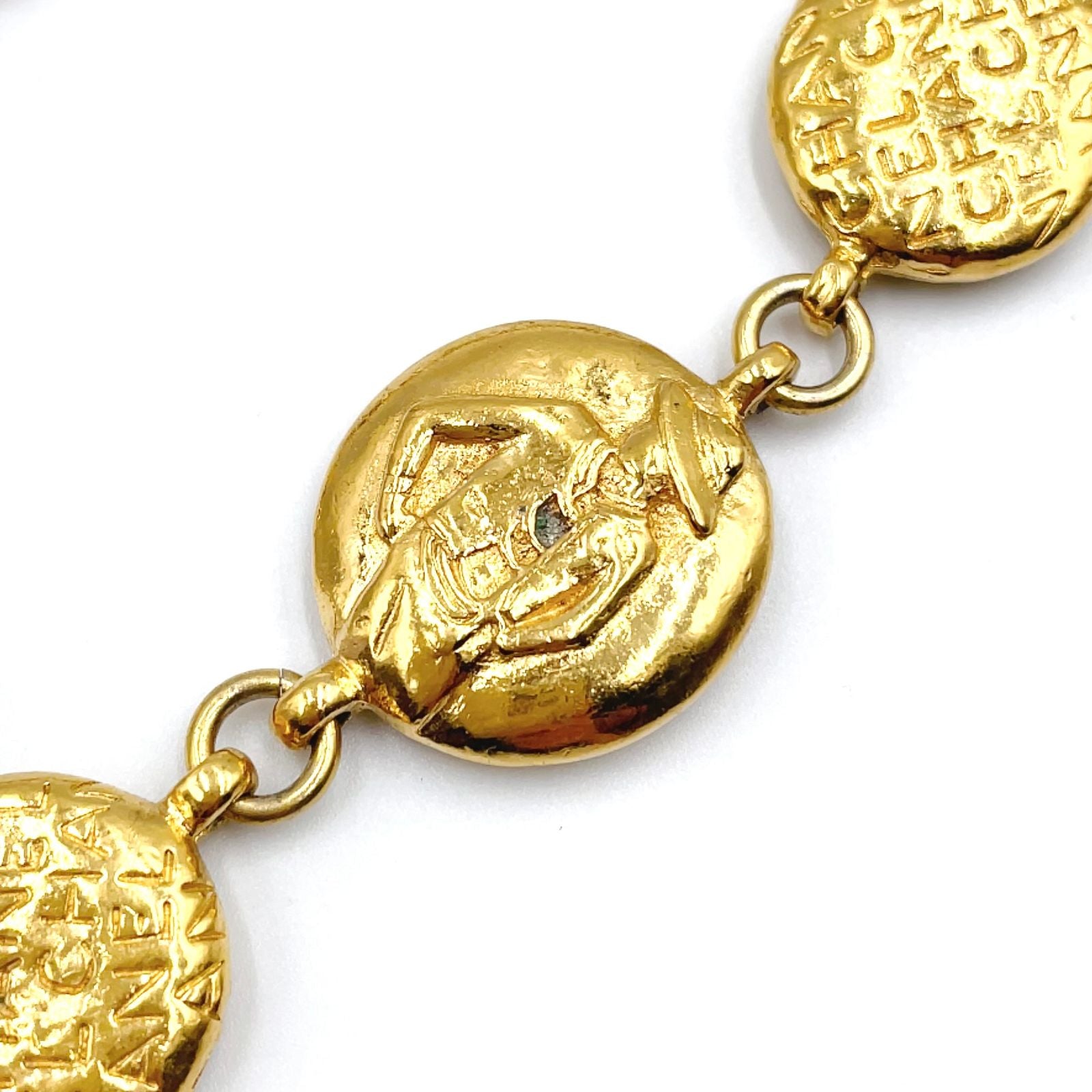 Chanel Coco Mademoiselle Logo Round Coin Gold Plated Necklace — view 9