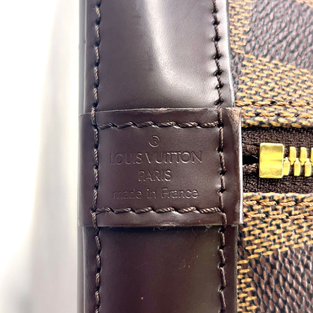 Louis Vuitton Alma PM Damier Ebene Leather Brown Handbag Gold — view 4