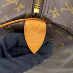 Louis Vuitton Keepall 55 Monogram Leather Brown Boston Bag Gold — view 4