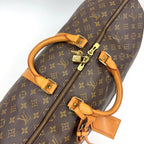 Louis Vuitton Keepall 55 Monogram Leather Brown Boston Bag Gold — view 9
