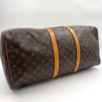 Louis Vuitton Keepall 55 Monogram Leather Brown Boston Bag Gold — view 8