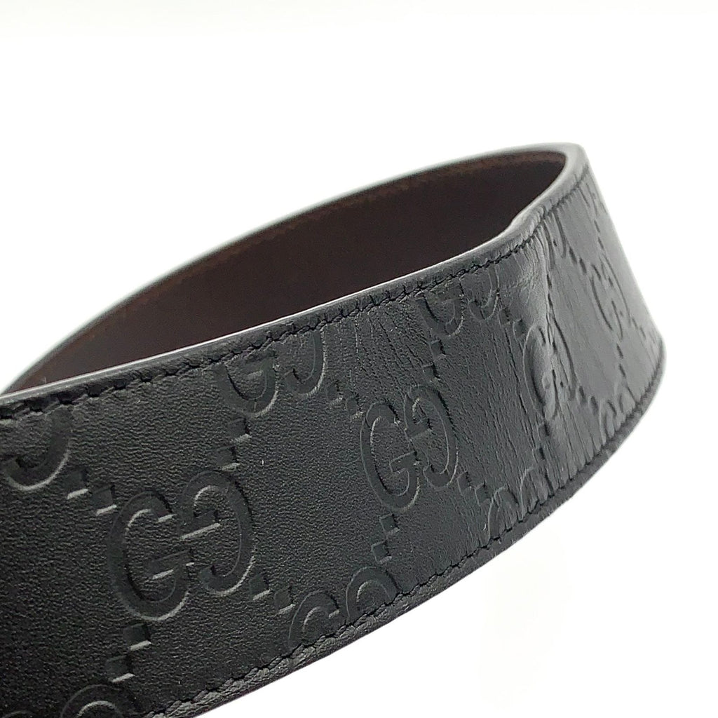 Gucci Interlocking Reversible Leather Brown Black Belt Silver — view 7