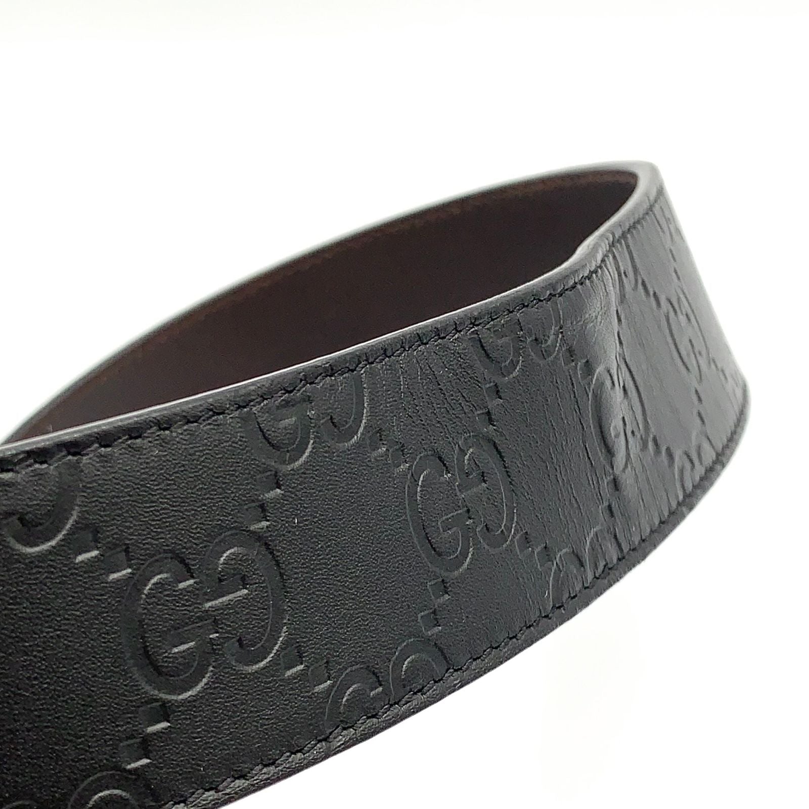 Gucci Interlocking Reversible Leather Brown Black Belt Silver — view 7