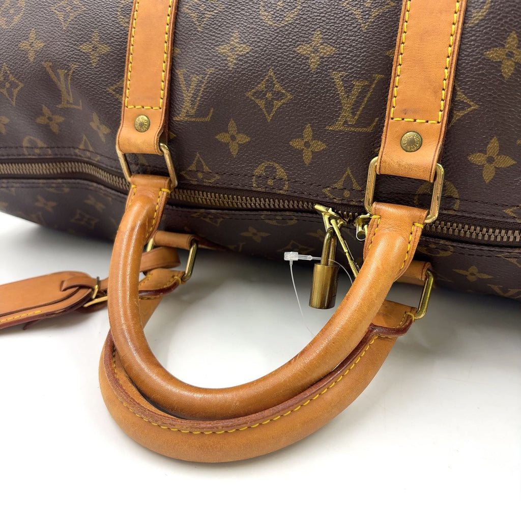 Louis Vuitton Keepall 50 Monogram Leather Brown Boston Bag Gold — view 6