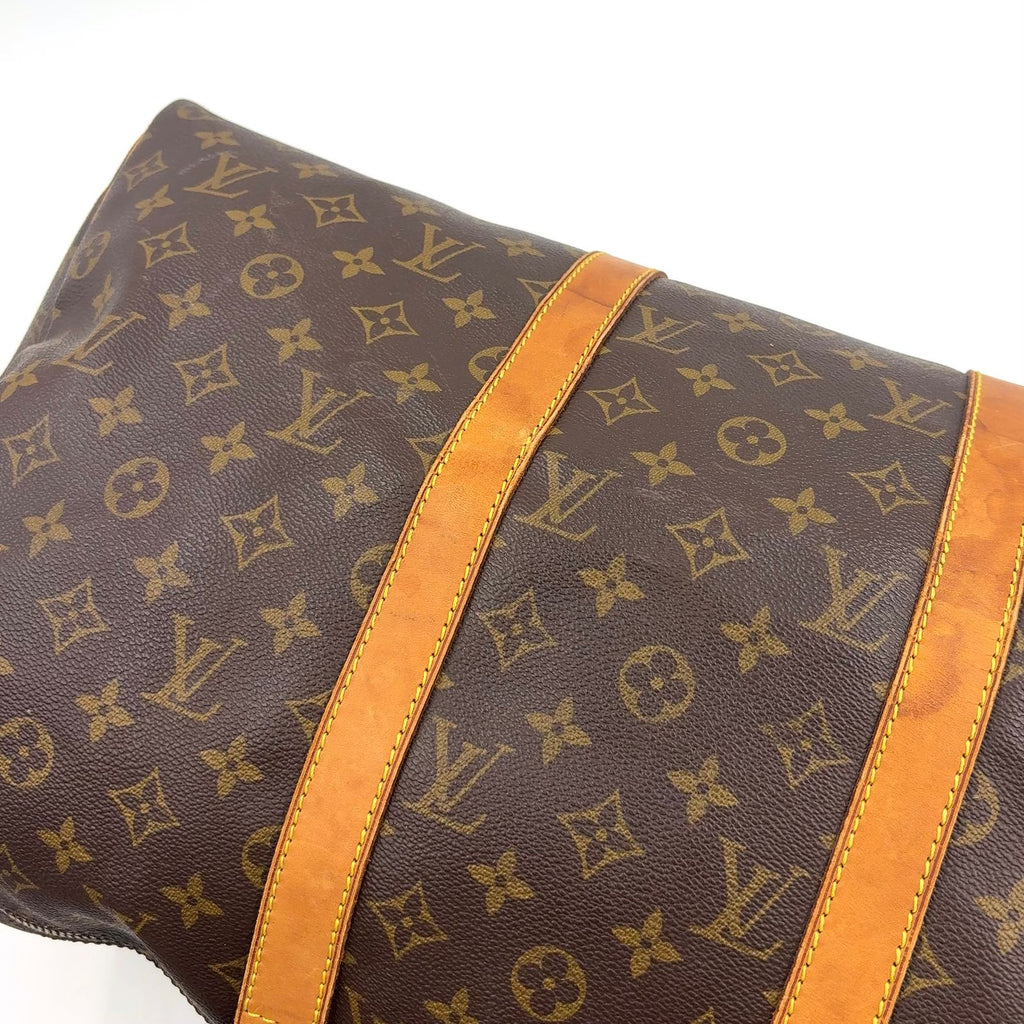 Louis Vuitton Keepall 50 Monogram Leather Brown Boston Bag Gold — view 9