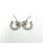 Celine Knot Sparkle Hoop Metal Crystal Silver Earrings — view 7