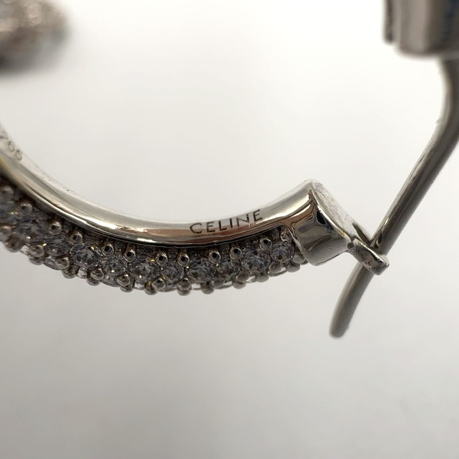 Celine Knot Sparkle Hoop Metal Crystal Silver Earrings — view 4