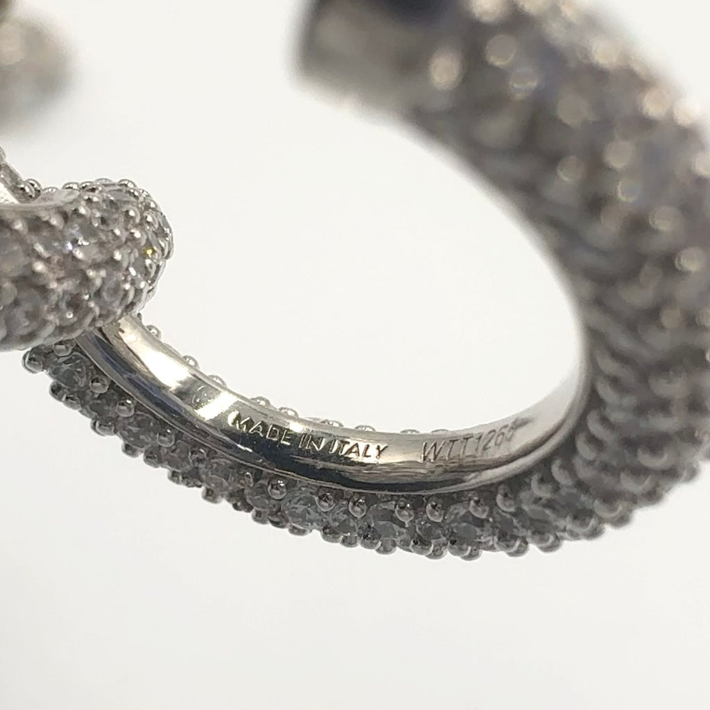 Celine Knot Sparkle Hoop Metal Crystal Silver Earrings — view 5