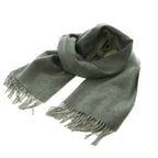 Hermes Shawl Cashmere Fringe Double Face Gray Scarf