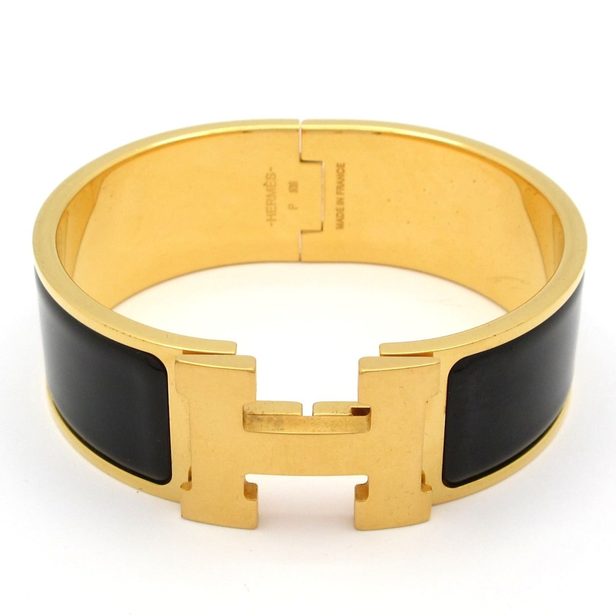 Hermes Bangle Clic Clac Gold Black Bracelet