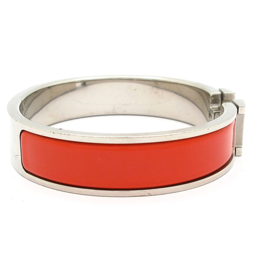 Hermes Bangle Click Silver Orange Bracelet — view 2