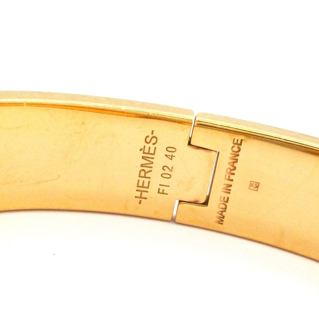 Hermes Bangle Click Gold White Pink Orange Houndstooth Bracelet — view 4