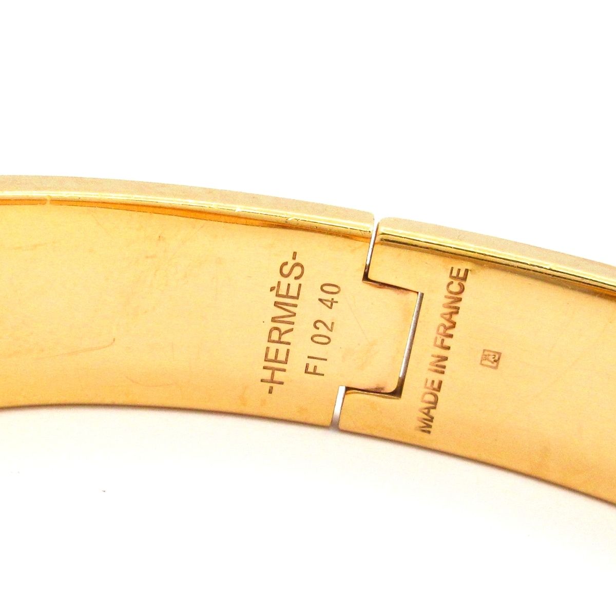 Hermes Bangle Click Gold White Pink Orange Houndstooth Bracelet — view 4