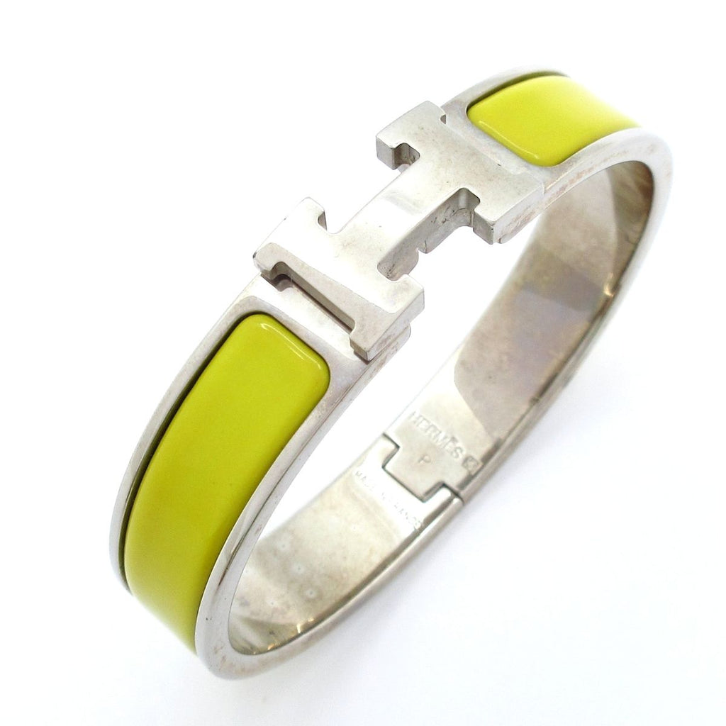 Hermes Bangle Click Silver Yellow Bracelet — view 6