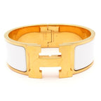 Hermes Bangle Clic Clac Gold White Bracelet