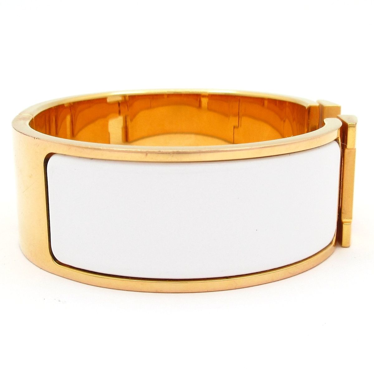 Hermes Bangle Clic Clac Gold White Bracelet — view 2