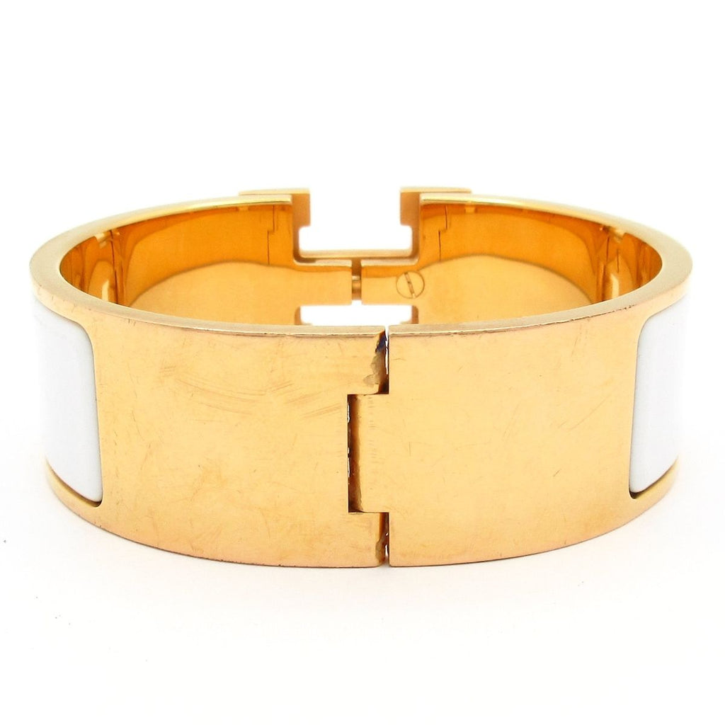 Hermes Bangle Clic Clac Gold White Bracelet — view 3