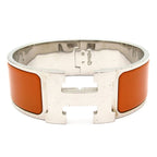 Hermes Bangle Clic Clac Silver Brown Bracelet