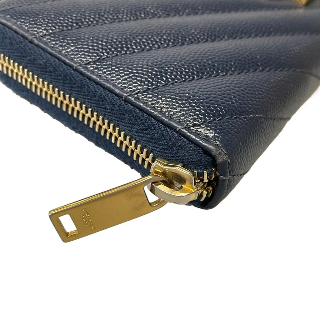 Saint Laurent Paris Wallet Navy Zip Around Leather — view 6