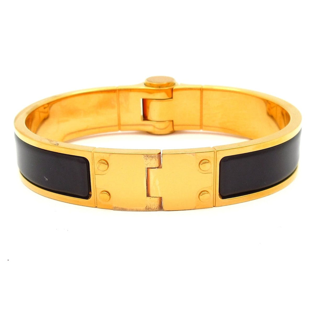 Hermes Bangle Charnier Gold Black Bracelet — view 3