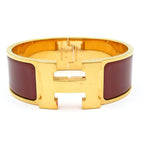 Hermes Bangle Clic Clac Gold Brown Bracelet