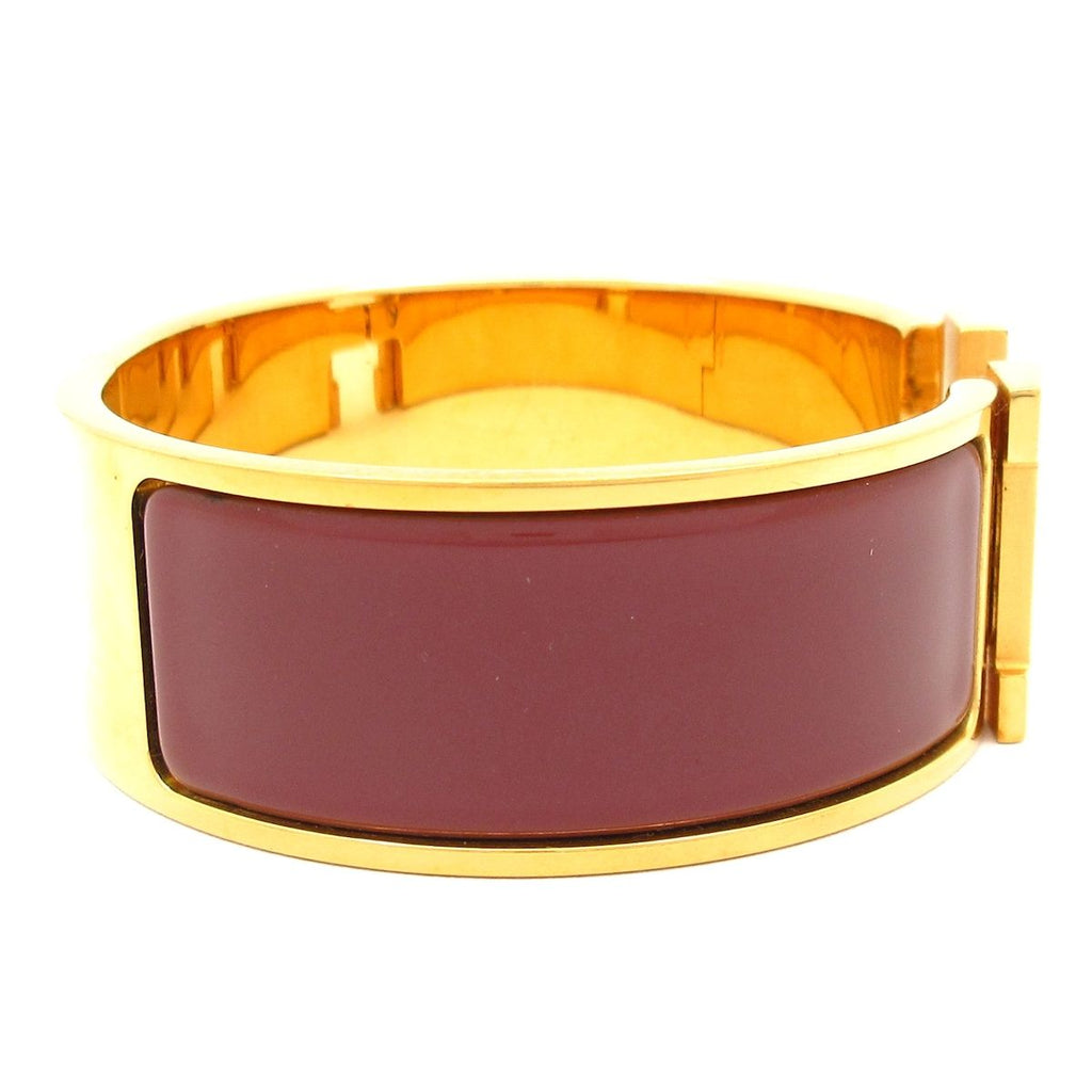 Hermes Bangle Clic Clac Gold Brown Bracelet — view 2