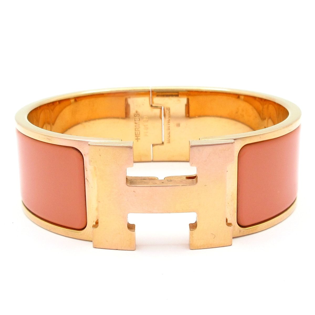 Hermes Bangle Clic Clac Pink Gold Beige Bracelet