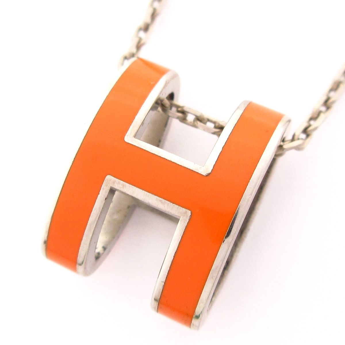 Hermes Necklace Pop Silver Orange