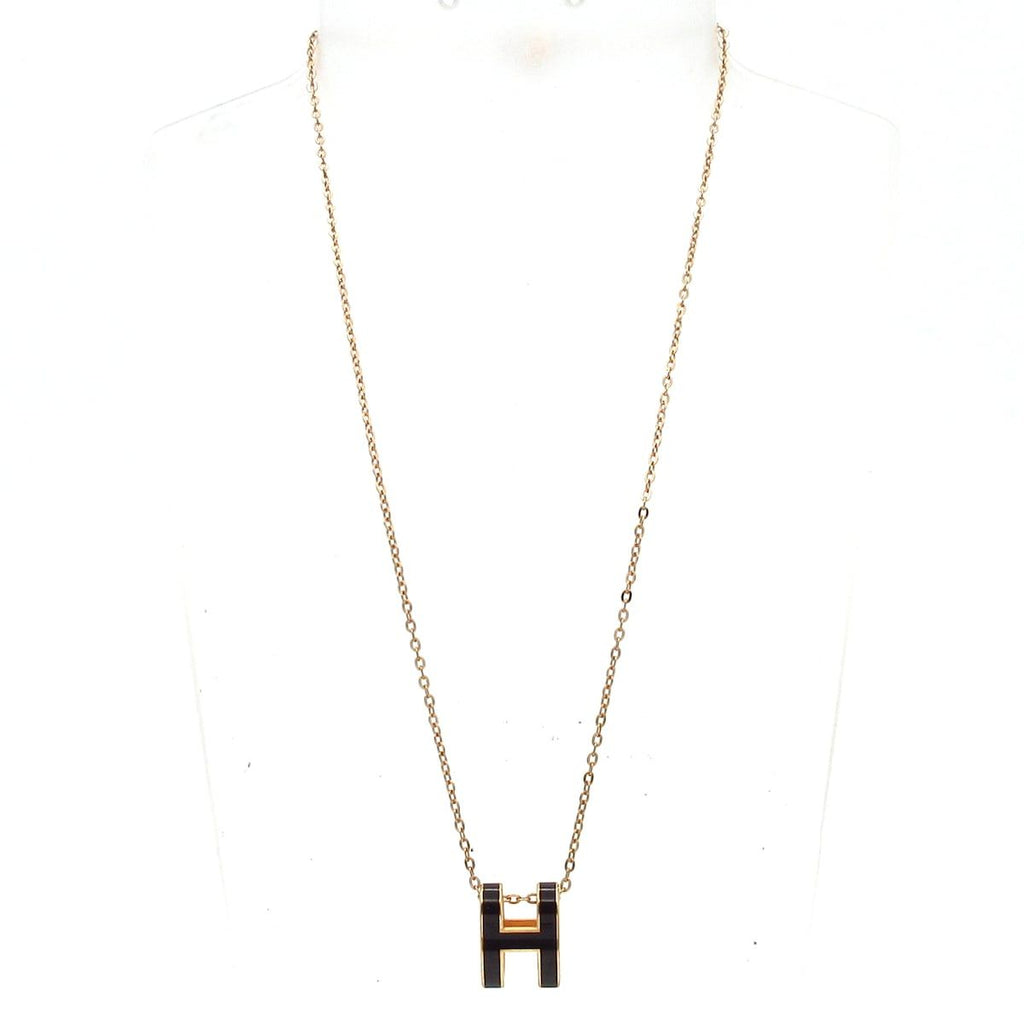 Hermes Necklace Pop Pink Gold Black — view 2