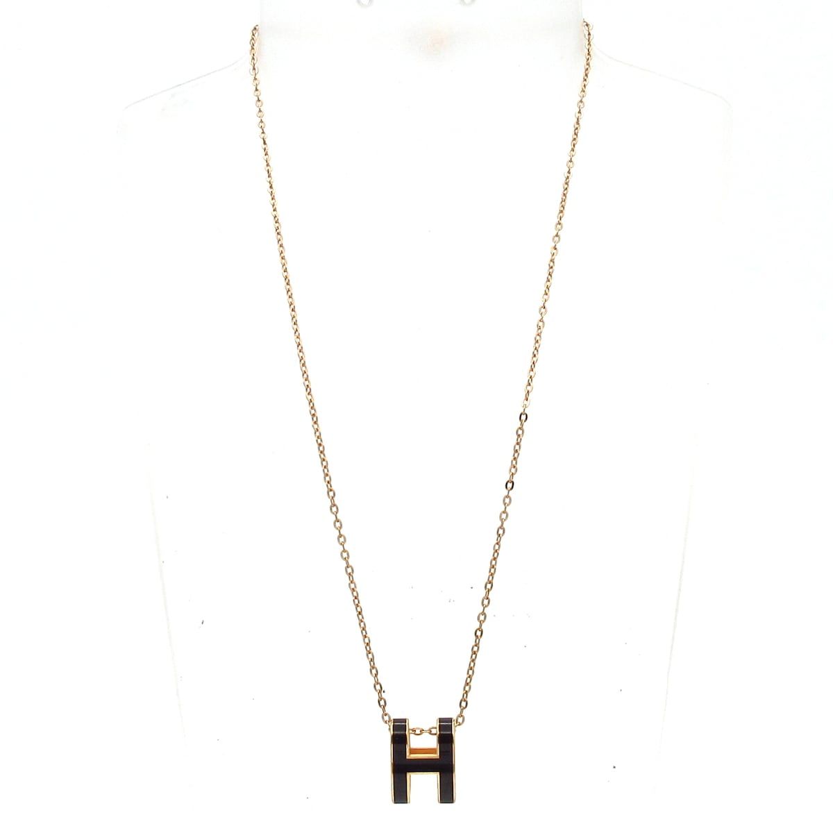 Hermes Necklace Pop Pink Gold Black — view 2