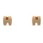 Hermes Earrings Mini Pop Light Gray Ju Pink Gold
