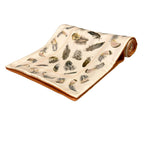 Hermes Scarf Ivory Orange Multi Feather Pattern Angora Silk