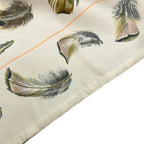 Hermes Scarf Ivory Orange Multi Feather Pattern Angora Silk — view 5