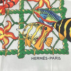 Hermes Shawl White Orange Multi Pareo Fish Cotton — view 6