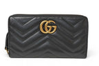 Gucci Wallet GG Marmont Zip Around Leather Black