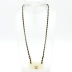Chanel Necklace Quilted Leather White Gold Black — view 2