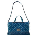 Chanel Shoulder Bag Boy Quilted Blue Vintage Silver