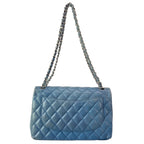 Chanel Shoulder Bag Deca Quilted Blue Silver Chain Lambskin — view 3