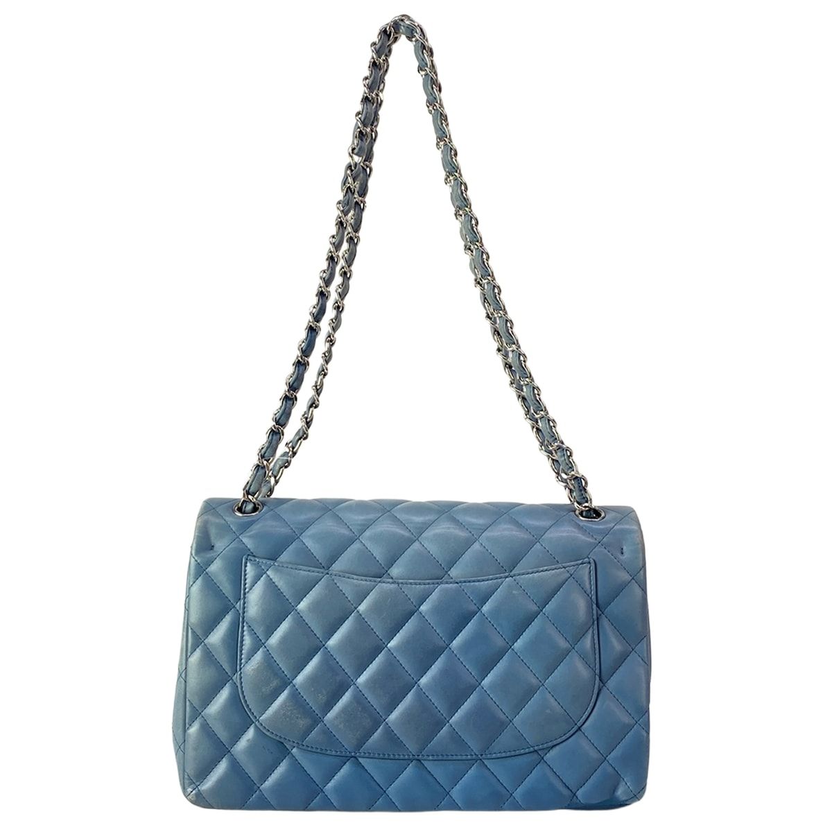 Chanel Shoulder Bag Deca Quilted Blue Silver Chain Lambskin — view 3