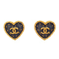 Chanel Earrings CC Logo Navy Gold