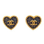Chanel Earrings CC Logo Navy Gold