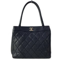 Chanel Tote Quilted Black Silver