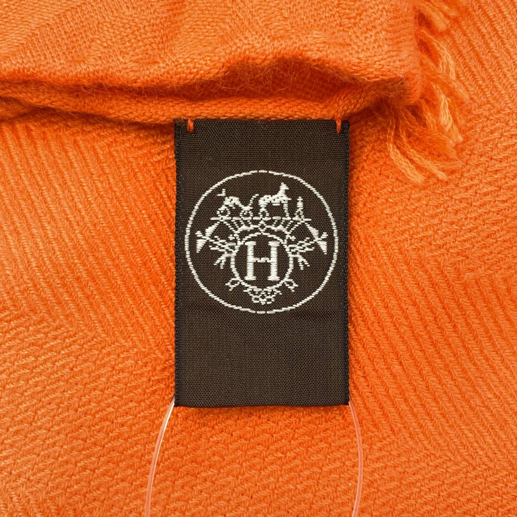 Hermes New Bliss Cashmere Silk Shawl Orange Scarf — view 4