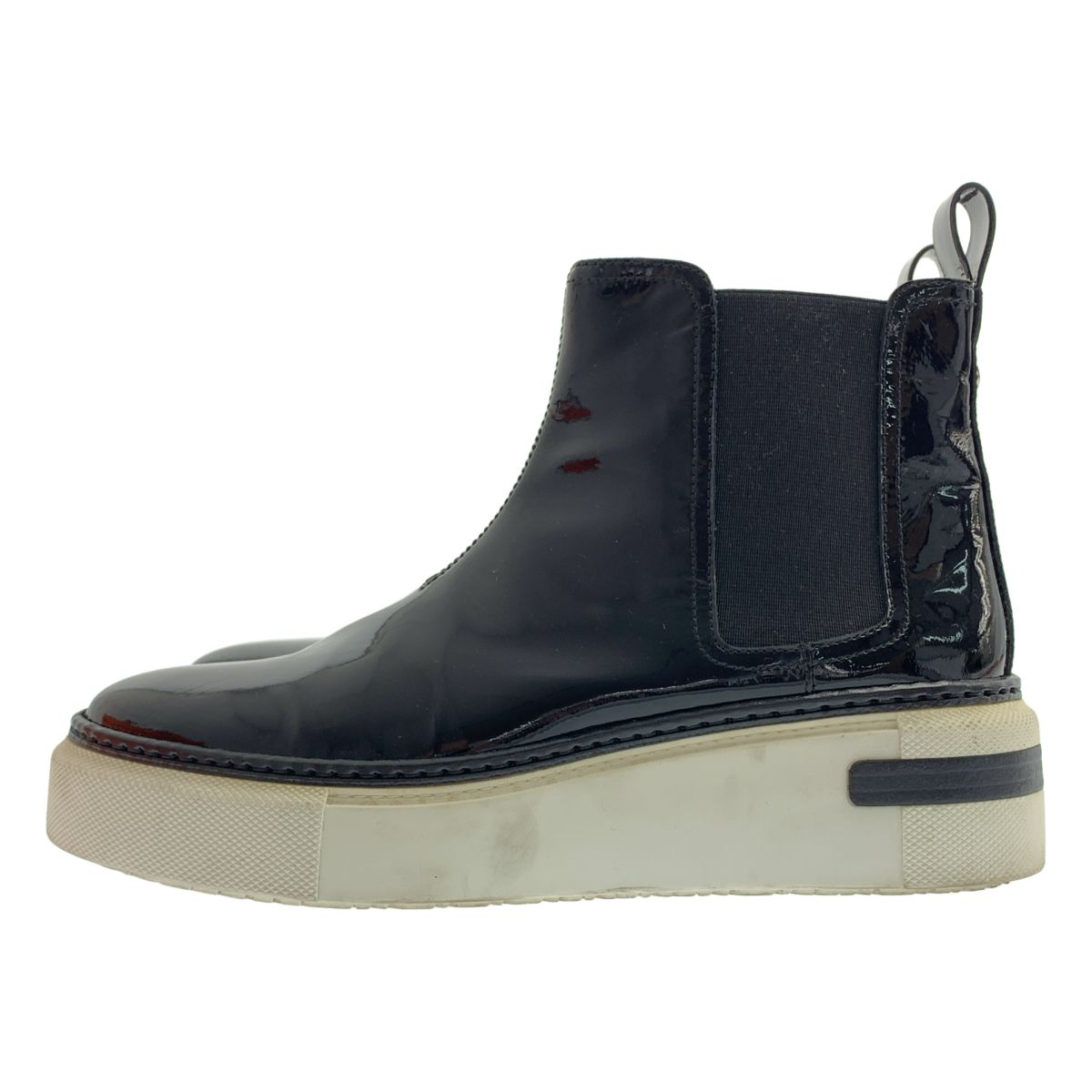 Hermes Patent Leather Platform Side Gore Boots 37 Black — view 2