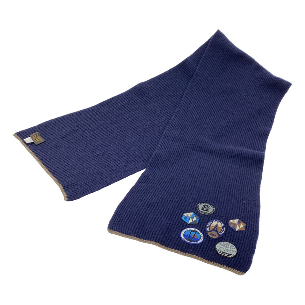 Louis Vuitton Cashmere Patch Shawl Scarf Navy — view 2
