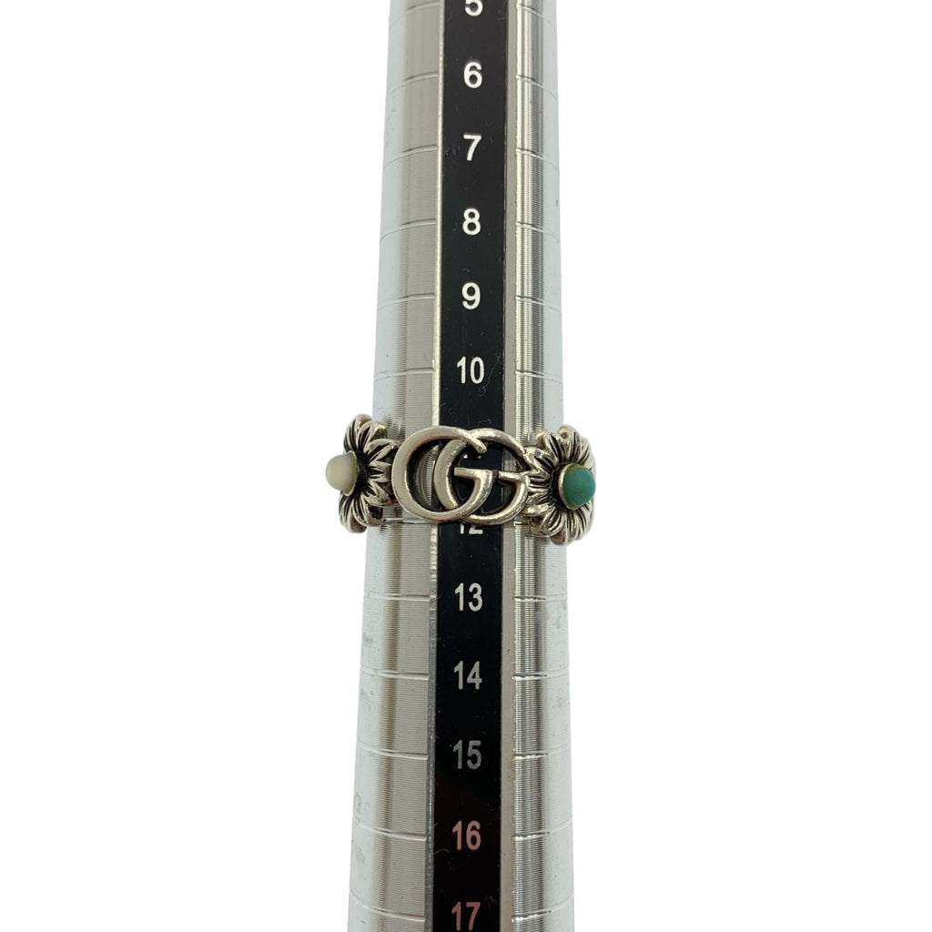 Gucci Marmont Double Mother of Pearl Turquoise Ring Silver — view 8