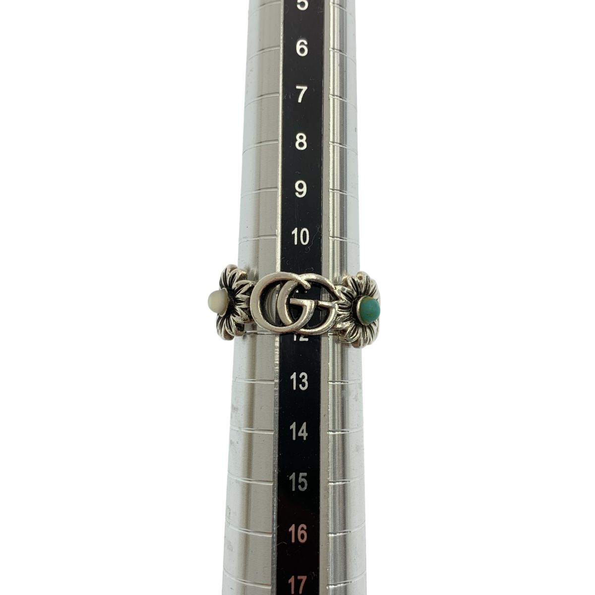 Gucci Marmont Double Mother of Pearl Turquoise Ring Silver — view 8