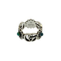 Gucci Marmont Double Mother of Pearl Turquoise Ring Silver